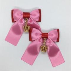 リボン ヘアクリップ ピンク 赤 レッド