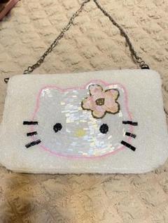 未使用 希少 ハローキティ ビーズ バッグ ベロア大きい 刺繍 ポーチ 当時物 未使用 希少 ハローキティ ビーズ バッグ ベロア大きい 刺繍