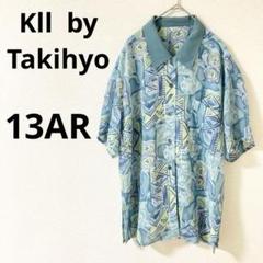 タカヒョー　Kll by Takihyo 半袖シャツ　総柄　シアー　スリット