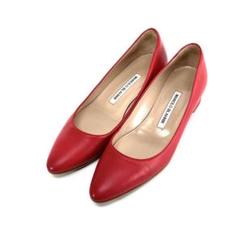【激安通販 オンラインショップ】日用品 マノロブラニク 極美品 MANOLO 35.5 赤 メイセール BLAHNIK 靴