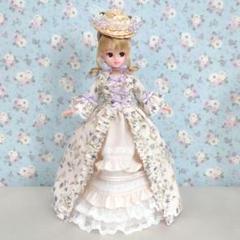 ロココドレス マリー・アントワネット風 菫柄 1/6 ハンドメイド