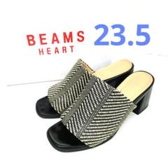 BEAMS HEARTチャンキーヒール ミュール　サボ　 23.5相当　編み込み