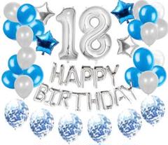 [LaVenty]シルバーブルーの18歳誕生日のパーティーバルーン 風船のバナー