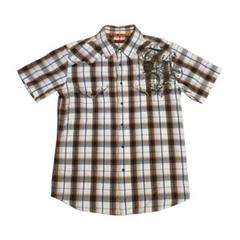 【美品】291295=HOMME メンズ チェック柄 半袖ウェスタンシャツ