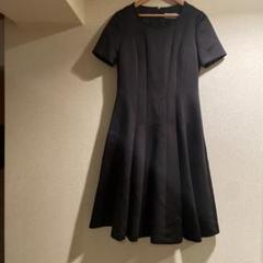 courrèges クレージュ　黒 半袖 ひざ丈ワンピース　フレア
