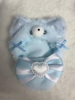 にじぱぺ 10cm ぬい服 水色 サックス ライトブルー 猫