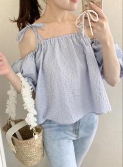 GRL 花柄エンボスオフショルバルーンスリーブトップス[fo1898]