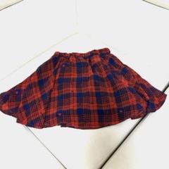 赤青チェック柄ハート模様スカート　140cm