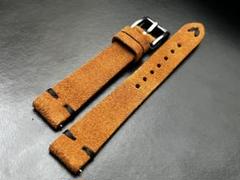 16mm]スエードレザービンテージストラップ オレンジブラウン