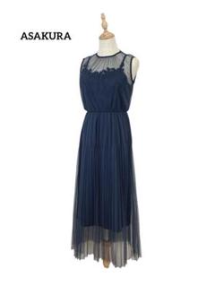 ASAKURA アサクラ　花柄　刺繍　チュール　ノースリーブ　ロング　ワンピース ASAKURA アサクラ花柄刺繍チュールノースリーブロングワンピース