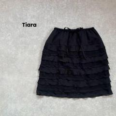 a1584＊Tiara フリルミニタイトスカート　黒　可愛い　ウエストゴム