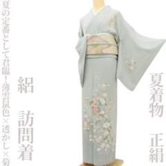 ☆505mh1☆夏の付下げ 絽 正絹 蔦 ツタ 夏着物 薄い黄色☆しつけ付き美品 シルック 訪問着 夏用 【東レシルック】絽ちりめん 付下げ訪問着