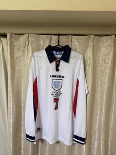 最終値下げ！umbro 1998年ワールドカップ イングランド代表サッカーシャツ 1998 Umbro England Home L/S shirt Player Issue Beckham #7