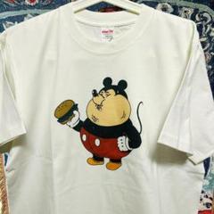 食べ過ぎミッキー ティーシャツ 半袖 メンズ ヴィンテージリプリント L XL