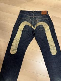 希少サイズ✨️EVISU エビス デニム 黄耳 W35×35 白 大黒 ペイント EVISU - サイズ30 超希少 金大黒 虎耳 金カモメ エヴィス エビス