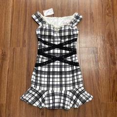 Andy レース ホワイトドレス チェック柄　Mサイズ an/アン】 Andy♡アンディ チェック柄レースキャバドレス 黒白