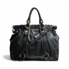 ♡美品♡ miumiu ハンドバッグ 2way リボン ブルー ヴィッテロルクス