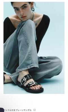 【ZARA】バックル付きプレーンサンダル ブラック | 3621/510/800 org.jpg