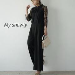★美品★ My shawty パンツドレス オールインワン 結婚式 オケージョン My shawty ハイネックレースパンツドレス オールインワン 結婚式
