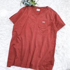【リー】ＶネックTシャツ 半袖 ワンポイントロゴ ボルドー ユニセックス L