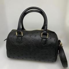 極美品 未使用級 オーストリッチ ハンドバッグ ミニボストン ゴールド金具 極美品 未使用級 オーストリッチ ハンドバッグ ミニボストン