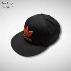 adidas刺繍ロゴキャップトレフォイルロゴ黒ブラックオレンジアディダス帽子