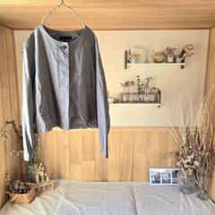 美品 UNIQLO リネンブレンド ノーカラー ジャケット 綿麻 ブルゾンのサムネイル