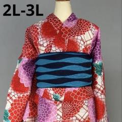 1点のみ 浴衣 グランデサイズ 菊 赤 3203 レディース 2L 3L 女物