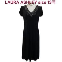 ローラアシュレイ♡未使用♪ちょっと大人な 夏のブラック ワンピース　13号 ローラ アシュレイ LAURA ASHLEY 【2WAY／刺繍入り／コットン100