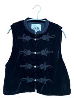 【美品】ZARA ザラ チャイナ ジレ ブラック ベロア L