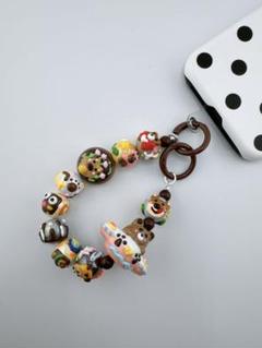 手描き風　レジン　クマ　ハンドメイド　手作り　キーホルダー　ストラップ