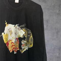 新品✨日本画 虎 攻め ロンティー ロンT ブラック XL 2XL 3XL