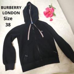 【人気☆BURBERRY LONDON】黒　フリースパーカー　ノバチェック 38 人気☆BURBERRY LONDON】黒フリースパーカーノバチェック 38