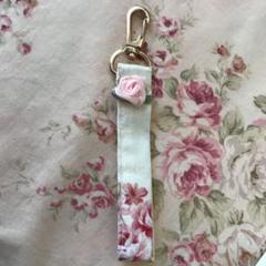 新品 薔薇柄キーホルダー ハンドメイド