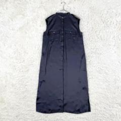 23SS美品✨ セオリー Crushed Satin ワンピース ネイビー S
