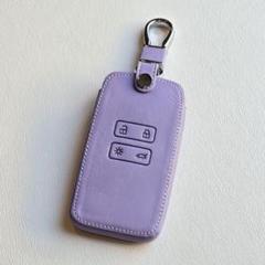 Renault キーケース キーカバー 鍵ケース ヌバック風 パープル