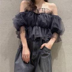 【即完black】snidel ボリュームギャザーフリルオフショルブラウス snidel ボリュームギャザーフリルオフショルブラウス