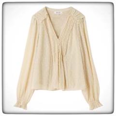 新品 MOUSSY マウジー シフォン ドット ピンタック ブラウス