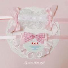 ヘッドドレス　スタイ　ぬい　ぬいぐるみ　ぬい服　メイド　パフェ　レジン　リボン