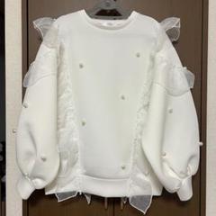 marryme ホワイト パール フリル スウェット marryme マリーミー BABY PERL TULLE TOPS スウェット - メルカリ