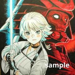 手描きイラスト 059】オリジナル原画色紙 コピック「暗黒武者と