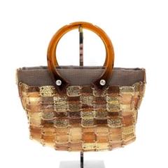 極美品✨ 浪速屋 ピッグスキン クリスタル ハンドバッグ HARUBE 豚皮