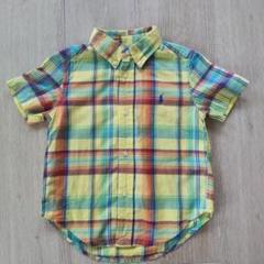 美品！2度着用！ラルフローレン 黄色チェックシャツ 3 90 95 100
