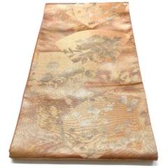 ［4156］袋帯 扇草花立波文様 金彩 六通 正絹 着物 フォーマル