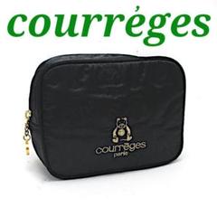 courrèges クレージュ クマ刺繍 ナイロンポーチ ブラック 美品