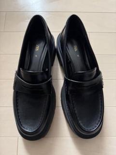 ZARA プラットフォームローファー 37 完売品 プラットフォームローファー ブラック ZARA - メルカリ