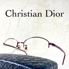 Christian Dior　メガネ　ラインストーン　チタン　レッドフレーム