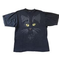90s 黒ネコ Tシャツ ハートマーク 丸胴 ブラック