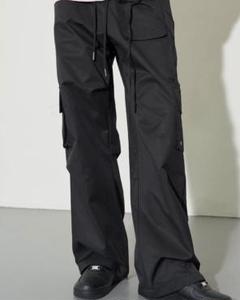 ブラック ワイドパンツ サイドポケット付き