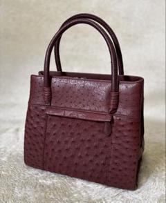 KRISTAR CROCO オーストリッチ ハンドバッグ 本革 ボルドー KRISTAR CROCO オーストリッチ ハンドバッグ 本革 ボルドー